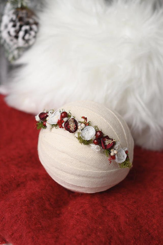 Holiday Red Demi Crown Halo newborn, baby and sitter Tieback Headband